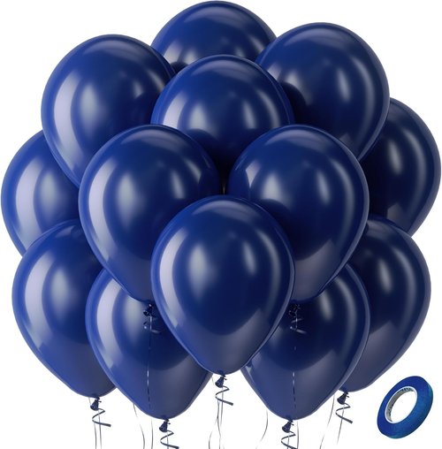 Bezente Navy Blue Latex Balloons - 12-Inch Round Helium Balloons for Weddings, Graduations & Parties | 100 Pack
