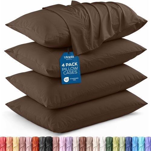 Utopia Bedding King Pillow Cases - 4 Pack - Envelope Closure - Soft Brushed Microfiber Fabric - Shrinkage and Fade Resistant Pillow Covers King Size 20 X 40 Inches (King, Brown)