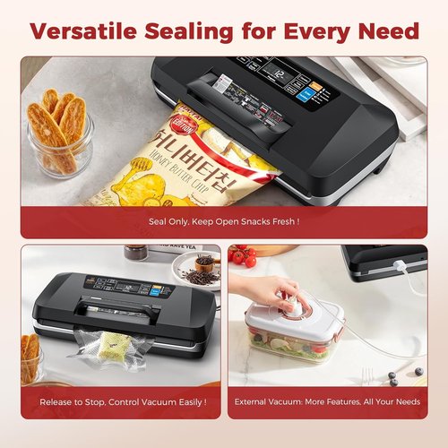 Commercial Food Vacuum Sealer Machine by [Brand Name] - 10-in-1 Automatic Sous Vide & Meal Prep | 230W Power, Double Heat Seal, Built-in Cutter & Starter Kit