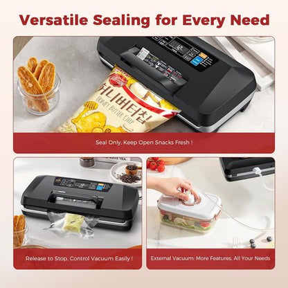 Commercial Food Vacuum Sealer Machine by [Brand Name] - 10-in-1 Automatic Sous Vide & Meal Prep | 230W Power, Double Heat Seal, Built-in Cutter & Starter Kit