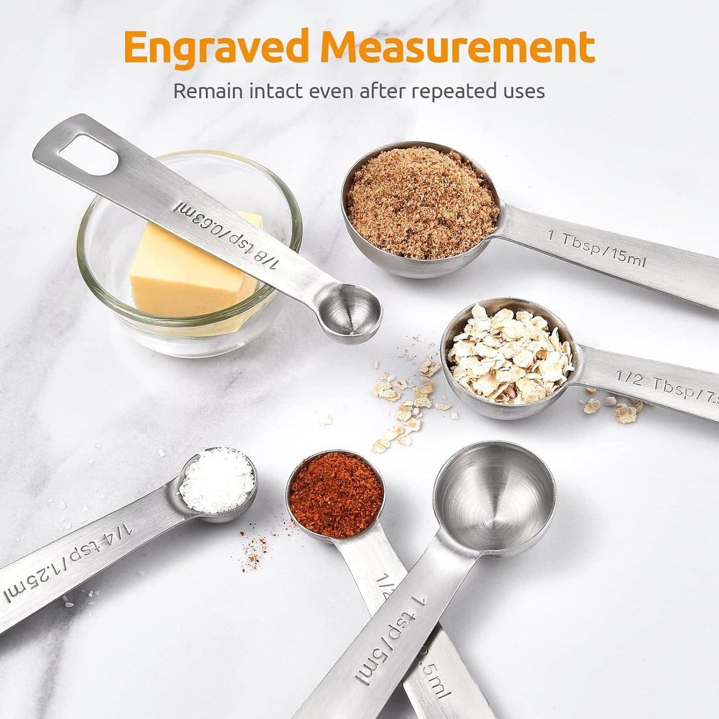 U-Taste 7-Piece Stainless Steel Measuring Spoons Set - Precision for Dry & Liquid Ingredients