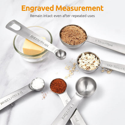 U-Taste 7-Piece Stainless Steel Measuring Spoons Set - Precision for Dry & Liquid Ingredients