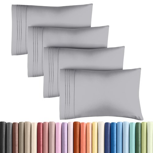 King Pillow Cases Set of 4 - Ultra Soft Hotel Quality Pillowcase Covers - Comfy, Cozy & Wrinkle Free - Shrinkage, Stain & Fade Resistant - Machine Washable Pillow Protectors - 4 Piece Set - Steel Blue