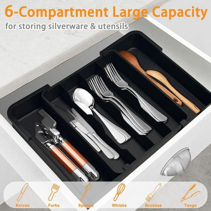 Homecor Silverware Organizer - Expandable Utensil Holder for Kitchen Drawers | BPA-Free Flatware Tray