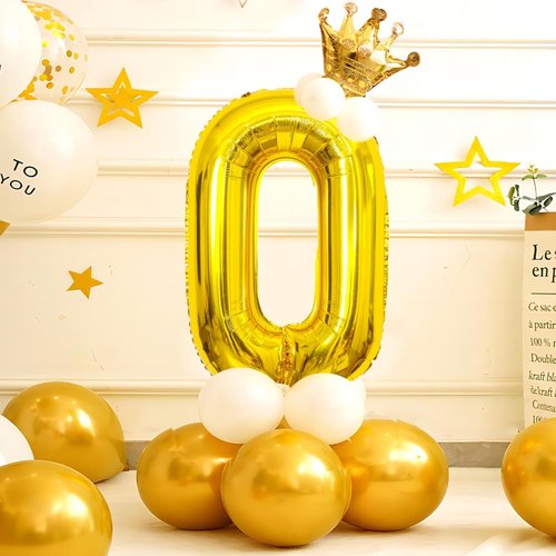 Gold Number 0 Balloon by Mylar - 40 Inch Helium Foil Balloon for Birthday & Anniversary Decor