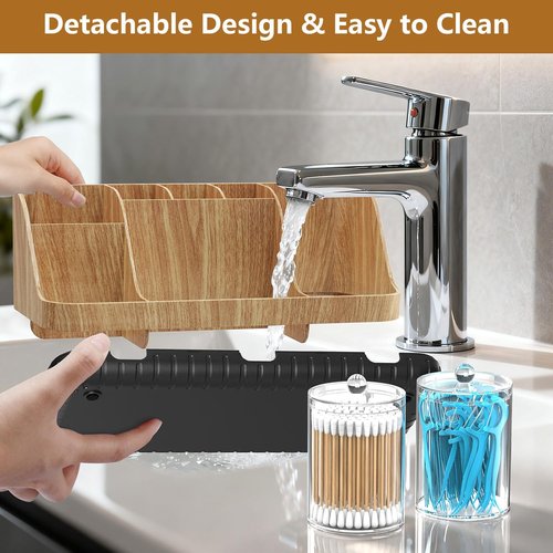 GFWARE Bathroom Toothbrush Holder Set - 2-Pack Qtip Dispenser with Drainage | 7 Slots for Kids' Bathroom