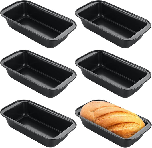 QTLCOHD 8" x 4" Non-Stick Carbon Steel Bread Loaf Pan - 6 Pack for Baking Homemade Bread
