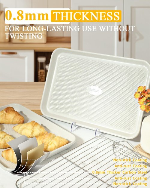 Jelly Roll Pan Set by [Brand Name] - 10x15 Nonstick Baking Sheets with Wire Rack | Durable Carbon Steel, Dishwasher Safe
