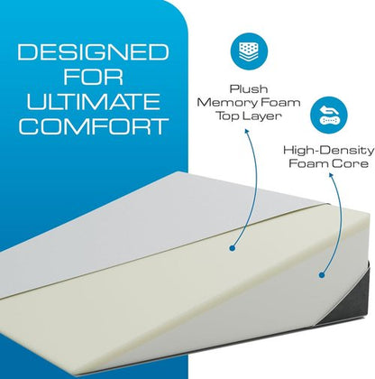 Kolbs Extra Wide Bed Wedge Pillow - Sleep Apnea & Acid Reflux Relief with Chic Jacquard Cover | 7.5" Height