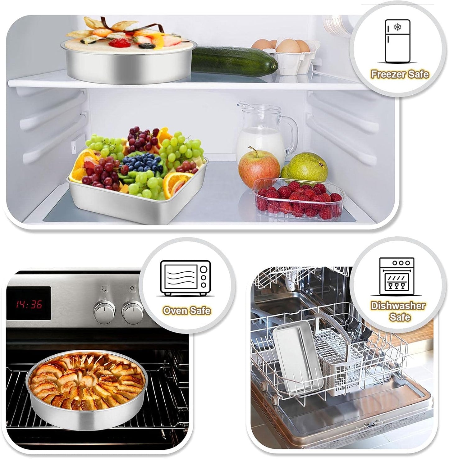 TeamFar Bakeware Set - Stainless Steel Baking Pans for Toaster Oven | Heavy Duty & Dishwasher Safe - 5 Pieces
