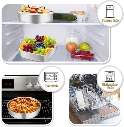 TeamFar Bakeware Set - Stainless Steel Baking Pans for Toaster Oven | Heavy Duty & Dishwasher Safe - 5 Pieces