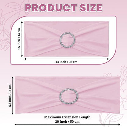 MDS Premium Spandex Chair Sashes - Universal Stretch Covers with Buckle Slider | Pack of 75 - Blush Pink