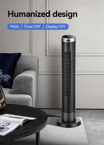OmniBreeze Digital Electric Tower Fan, with Remote Control, LED Display, Standing Bladeless Floor Fans Cooling and Quite Indoor Living Room Bedroom use (36 Inch)…