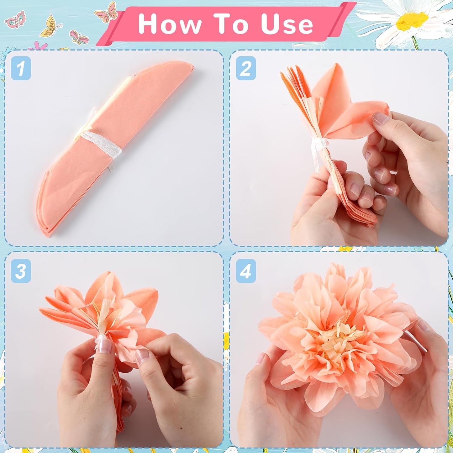 Regine Switzerland Flower Bulletin Board Set - 3D Tissue Paper Pompoms & Butterfly Cutouts for Classroom Decor