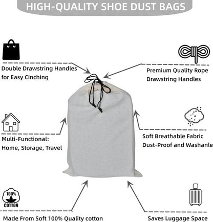 GONGKANGYUAN Shoe Bags for Travel - Flannel Single Pouch with Drawstring | 2 Pack for Men & Women