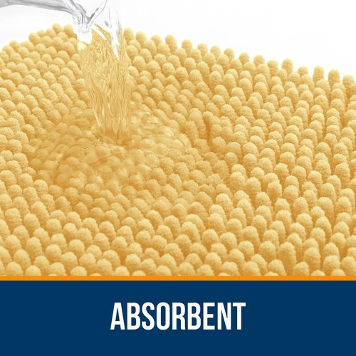 OLANLY Bathroom Rugs 47x20, Extra Soft Absorbent Chenille Bath Rugs, Rubber Backing Quick Dry, Machine Washable Bath Mats for Bathroom Floor, Tub and Shower, Home Decor Accessories, Yellow
