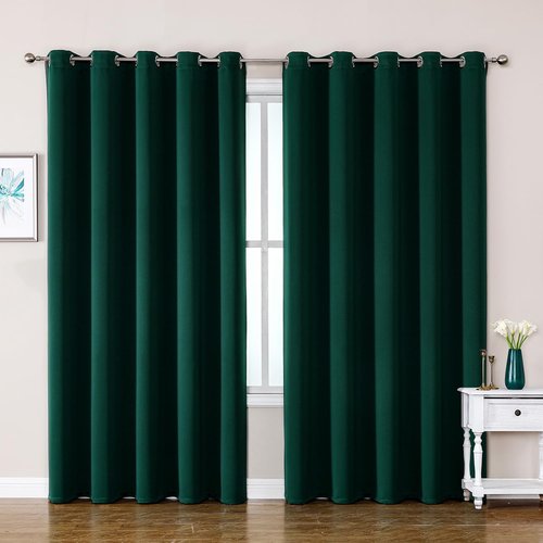 ChrisDowa Blackout Curtains - Extra Wide Thermal Insulated Room Darkening Panels | Forest Green, 70 x 84 Inch