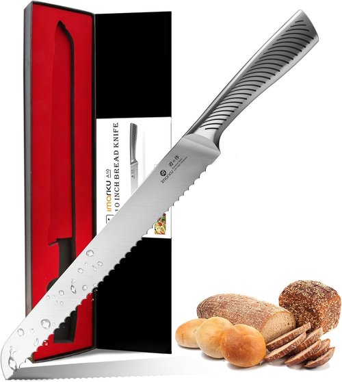 Imarku 10-Inch Bread Knife - Japanese High Carbon Stainless Steel Serrated Edge for Perfect Slicing