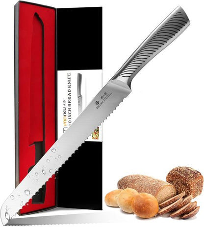 Imarku 10-Inch Bread Knife - Japanese High Carbon Stainless Steel Serrated Edge for Perfect Slicing