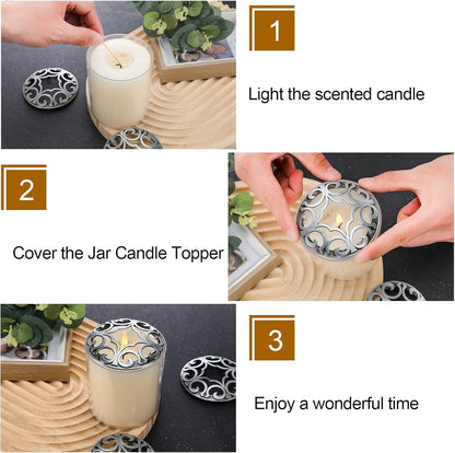 Shellwei Candle Toppers - 4 Pcs Silver Jar Lids for Even Burning | Perfect Gift for Women