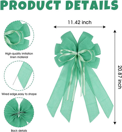 YKW Large Mint Green Burlap Bow - 20x11 Inch Spring & Easter Wreath Decor | Indoor/Outdoor Ornaments