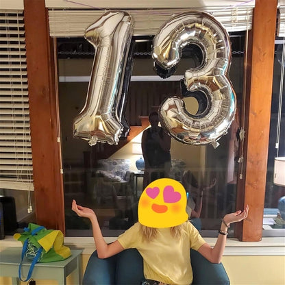 Silver 40-Inch Giant Helium Foil Number Balloon | Self-Inflating 0-9 for Birthdays & Anniversaries