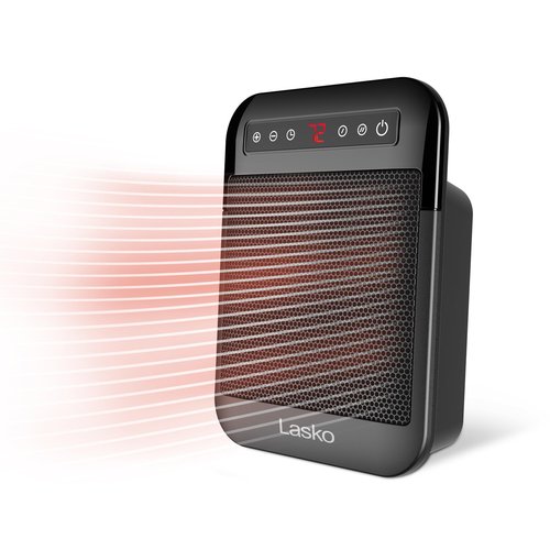 Lasko MyHeat Max Portable Ceramic Space Heater, Tip Over Switch, Overheat Protection, 2 Heat Settings, Adjustable Thermostat, Timer, for Indoor Use, Home, Office, 9 Inches, 1500W, Black, CD09101