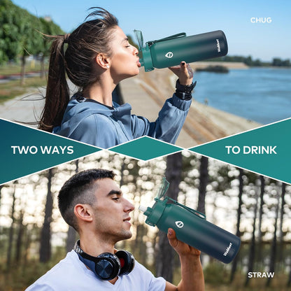 Skiennix 32oz Insulated Water Bottle - BPA-Free, Leak Proof, Removable Straw & Spout Lid | Perfect for Sports & Gym