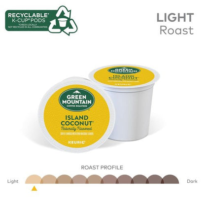 Green Mountain Coffee Roasters Island Coconut K-Cup Pods - Flavored Light Roast Coffee, 24 Count