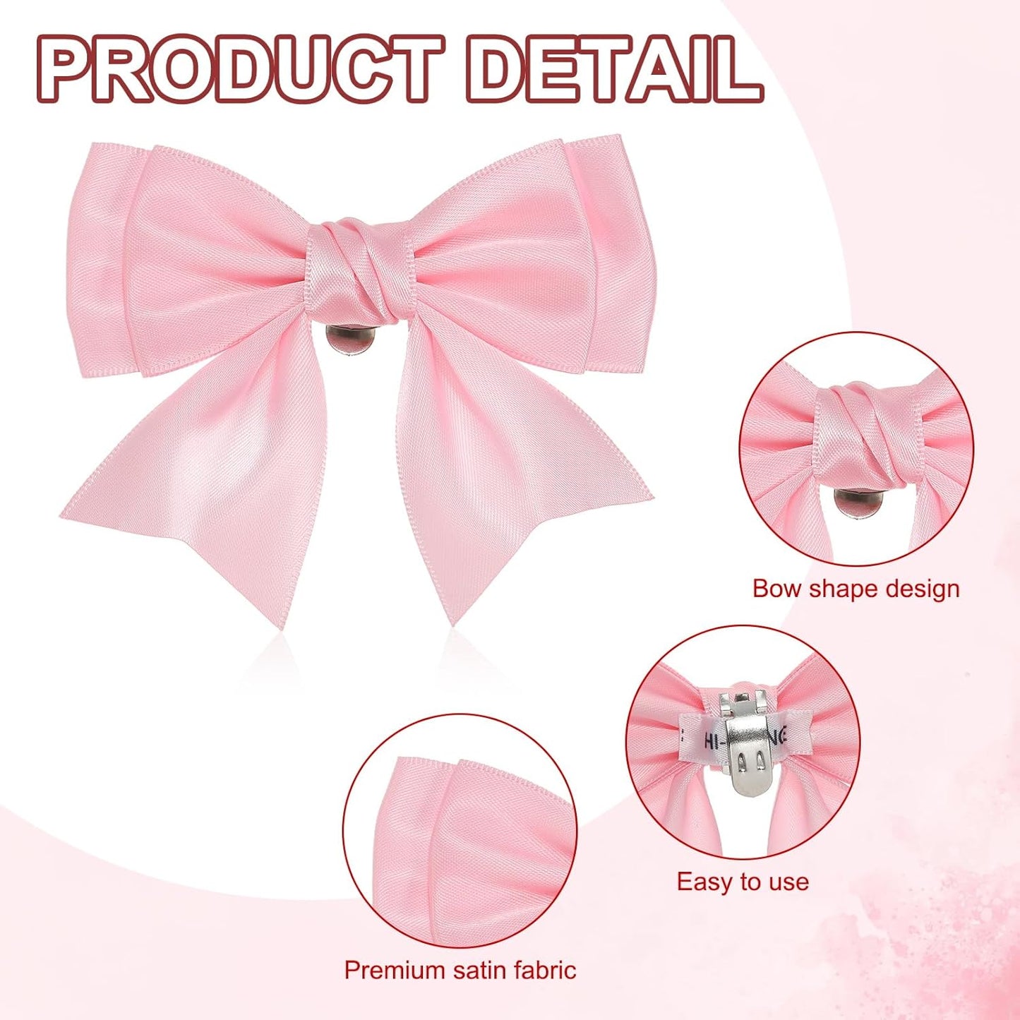 PATIKIL Bow Shoe Clips - Elegant Satin Detachable Bowknot Embellishments | 2 Pcs in Pink for Weddings & Parties