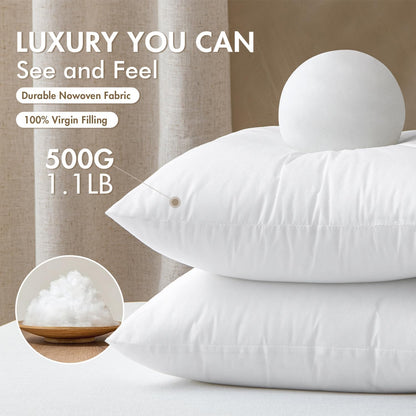 MIULEE Throw Pillow Inserts - Set of 2, 18x18 Inches, 100% Virgin Filling for Couch & Sofa