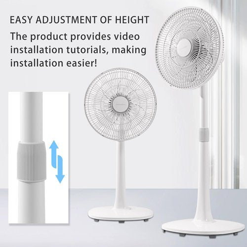 BananaDeer 7 Blades 14.5-Inch 4-Speed Oscillating Pedestal Floor Fan, Adjustable Height, Stand Fan for Home, DC Motor, With Remote Control, Timer, Tilted Head, Bedroom, Office, Kitchen and Living Room