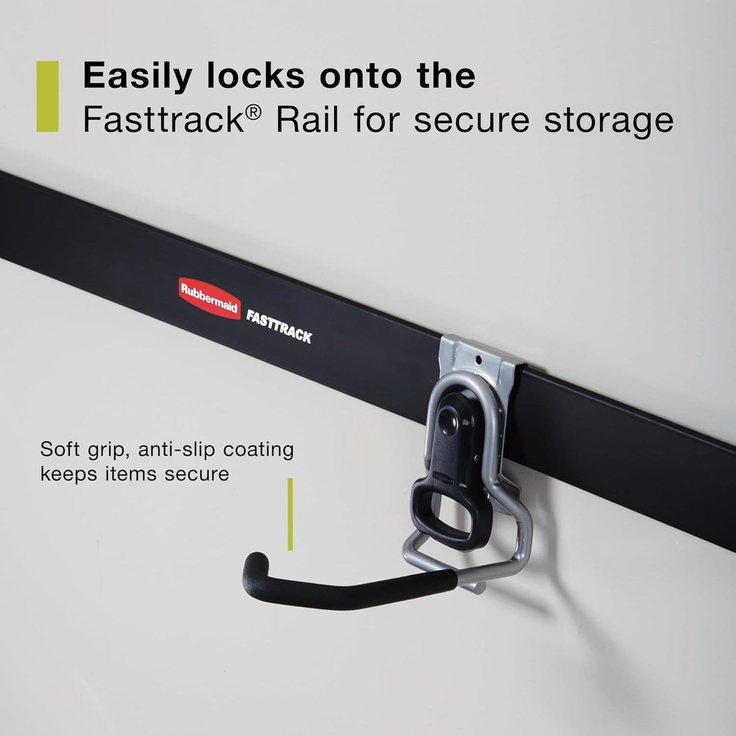 Rubbermaid FastTrack Vertical Bike Hook - Heavy-Duty Wall Mount for Garage Storage | Holds Up to 50 Pounds