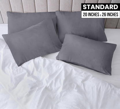 Utopia Bedding Standard Pillow Cases - 8 Pack Soft Brushed Microfiber | Fade Resistant 20 x 26 Inches (Grey)