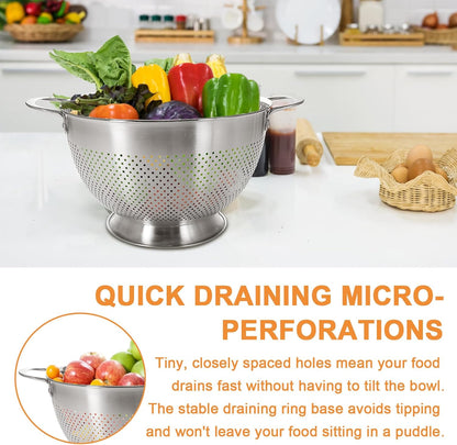 Stainless Steel Colander Set by [Brand Name] - Durable Rice & Pasta Strainers | Nesting Design, Rust-Resistant, Dishwasher Safe | 1.5, 3, & 5 Quart