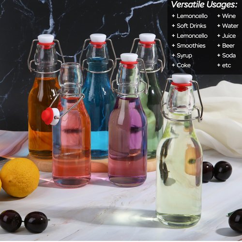 12 Pack 8.5 oz swing top glass bottles,flip top glass bottle with airtight lid for home brewing,kombucha,kefir,vanilla extract,beer,oil,vinegar,homemade juices,soda,beverages,2nd fermentation