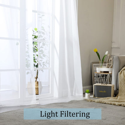 OWENIE Sheer White Curtains, Sheer Curtains 63 inch Length 2 Panels Set, Rod Pocket Voile Fimly Sheer Drapes for Living Room/Bedroom, 2pcs, Each 42" W x 63" L