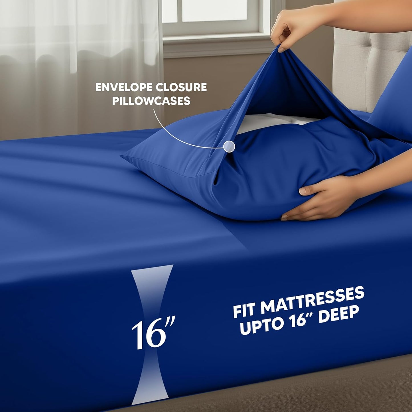 Utopia Bedding California King Size Sheet Set - Soft, Breathable Microfiber, 4-Piece in Royal Blue