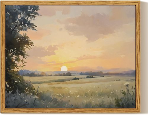 InSimSea Framed Canvas Wall Art - Vintage Fall Landscape Watercolor Painting | 8x10 Inch Earthy Decor