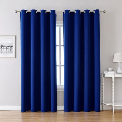 ChrisDowa Blackout Curtains 80 Inches Long 2 Panels Set for Living Room, Grommet Thermal Insulated Room Darkening Curtains for Bedroom (Royal Blue, 52 x 80 Inch)