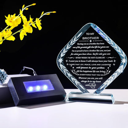Skiennix Laser Engraved Crystal Keepsake - Meaningful Gifts for Brother | Unique Birthday & Holiday Present