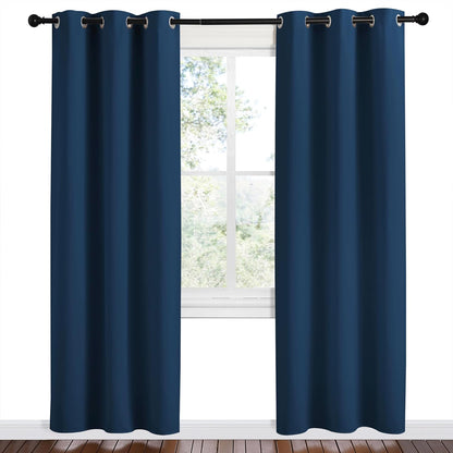 NICETOWN Moroccan Blue Room Darkening Curtains - Thermal Insulated Grommet Drapes, 42" x 78" (Set of 2)