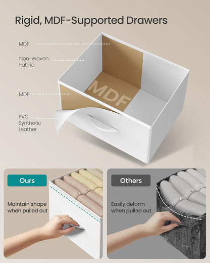 SONGMICS Dresser - Stylish Chest of Drawers with 7 Non-Woven Fabric Bins | Cloud White & Snow White