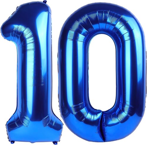 40-Inch Dark Blue Foil Number 10 Balloon - Perfect Birthday Decorations for Men & Women
