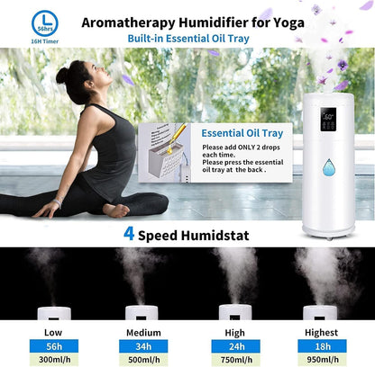 Skiennix Large Humidifier - 17L/4.5Gal Top Fill Design with 360° Nozzle for Homes & Offices