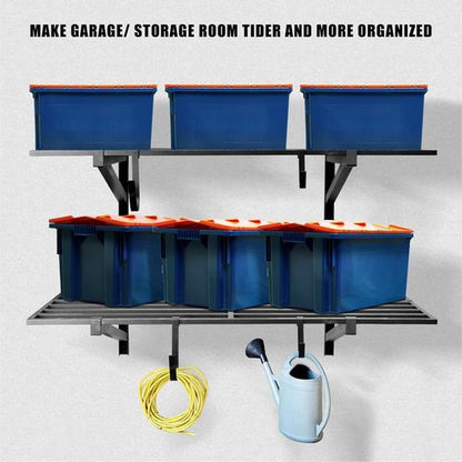 Heavy Duty Garage Wall Shelving by [Brand Name] - 2 Pack 2' x 4' Wall Mount Storage Rack | Holds 200 lbs Each, Black