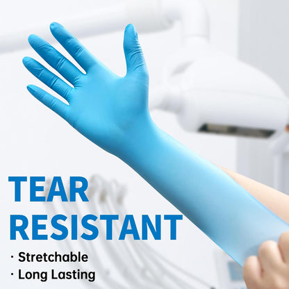 Medguy Medical Blue Nitrile Exam Gloves - 4.5 Mil, 100 Pcs, Powder-Free & Latex-Free, Food-Safe