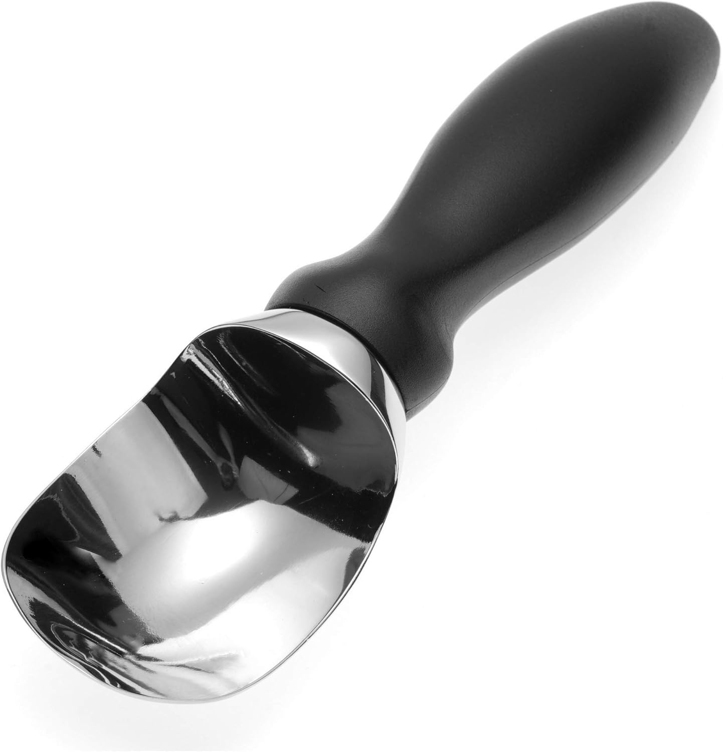Spring Chef Stainless Steel Ice Cream Scoop - Heavy Duty Soft Grip Handle for Gelato & Sorbet - Dishwasher Safe - Black