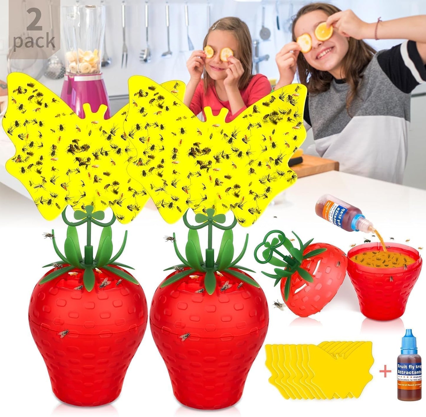 Skiennix Fruit Fly Traps - Safe & Effective Gnat Killer for Home Plants | Durable Sticky Insect Trap