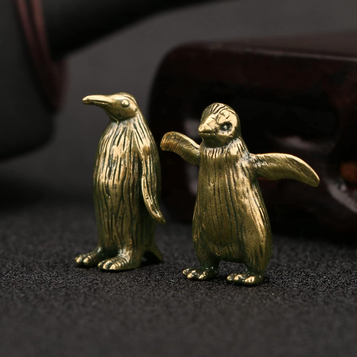 Skiennix Brass Penguin Statue - Charming Ocean-Inspired Décor | Set of 2 for Feng Shui Collection